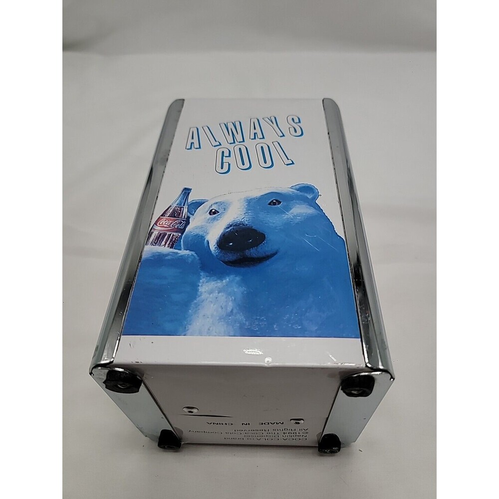 Vintage Coca Cola "Always Cool" 1994 napkin dispenser Polar Bear New But Read - Picture 15 of 16